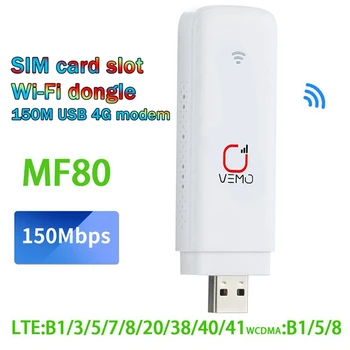 1 parcha MF80 4G LTE Modem Router 150Mbps SIM karta uyasi bilan 4G avtomobil portativ USB simsiz Router USB Dongle qo'llab-quvvatlash 16 foydalanuvchilar