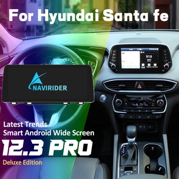 1920 * 720 Qled Android 13 Hyundai Santa Fe uchun ekran Multimedia Video pleer 2019 2020 2021 CarPlay avtomobil radiosi Autoradio 128GB
