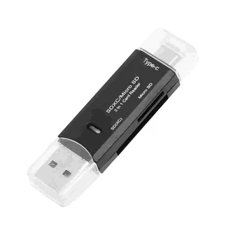 3 yilda 1 telefon uchun USB turi-C Micro USB o'quvchi USB20 Universal TF SD Xotira OTG o'quvchi (qora)