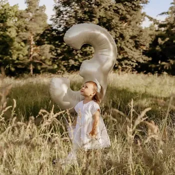 32 / 40inch Giant raqamli alyuminiy folga balon oq soni 0-9 balon tug'ilgan kuni partiya bezak Baby dush geliy balon