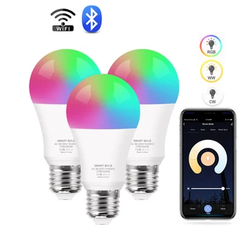 Aqlli Lampochka LED chiroq E27 15 Vt RGB aqlli lampalar 85-265v aqlli lampalar Cozylife Alexa Google Assisatnt bilan ishlaydi