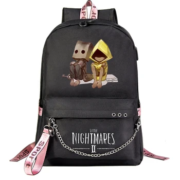 Betmen Little Nightmares Backpack talabalar maktab Bag ayollar erkaklar sabab sayohat Laptop Backpack zaryad USB o'smir bilan