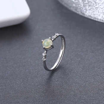 Cute 925 ayollar to'y jalb zargarlik Finger Bague Aneis Anelli uchun kumush Round tabiiy Opal IFUT Stone Accent Rings