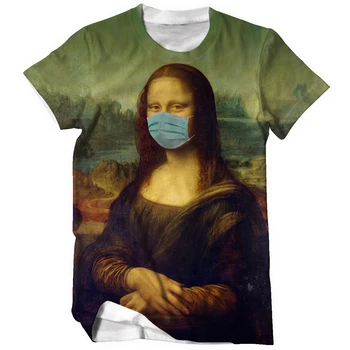 Haqiqiy AQSh hajmi sublimatsiya bosma Carona-Lisa T-Shirt