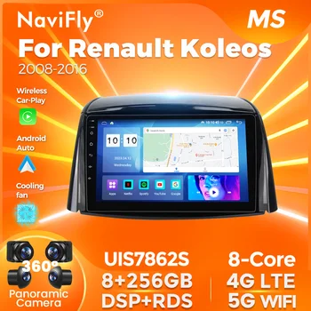Navifly Android 13 avtomobil Multimedia Radio Video pleer Renault Koleos uchun 2008-2016 GPS 4G 1280 * 720 Carplay 2 DIN Navigaton