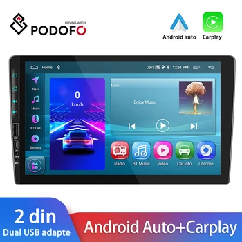 Podofo Android 2 din avtomobil Radio Stereo Carplay Multimedia Video pleer uchun Volksvagen Toyota Nissan Kia Ford GPS navigatsiyasi