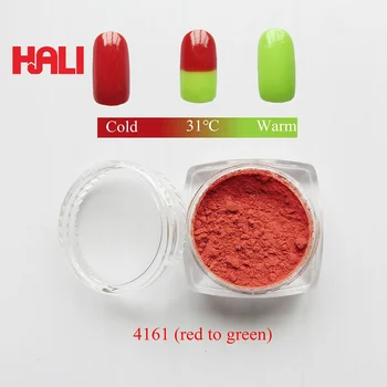 Termokromik pigment issiq faol kukun harorati faol pigment rangi:qizildan yashil ranggacha faollashtirish harorati: 31c 1LOT=10gram.