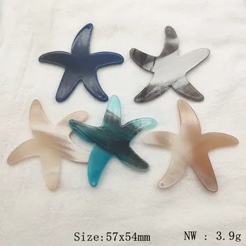 Yangi Kelish! 57x54mm 30pcs akril Starfish shakli zargarlik buyumlari uchun marjonlarni kupe DIY qismlari, zargarlik buyumlari topilmalari va komponentlari