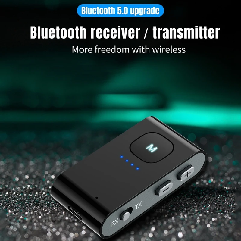 Klip qo'llab-quvvatlash TF karta bilan Bluetooth 5.0 Audio qabul qiluvchi uzatuvchi 3.5 Mm Jack naushnik simsiz quvvat ko'rsatish Adapter