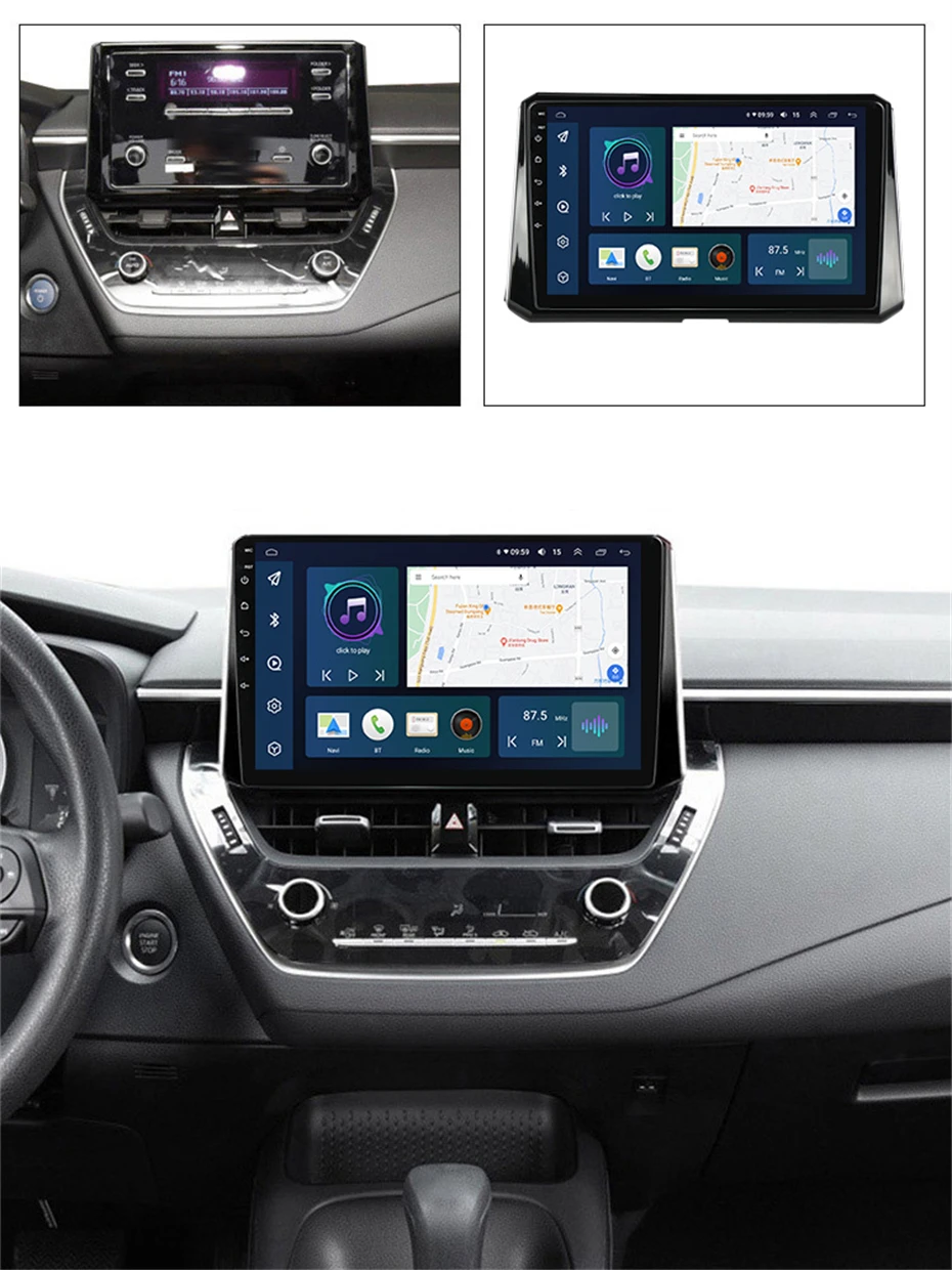 Toyota Corolla uchun 2 Din Android 12 avtomobil Radio Multimedia Video pleer 2018 2019 2020 Split Ekranni qo'llab-quvvatlash USB OBD2 DAB+