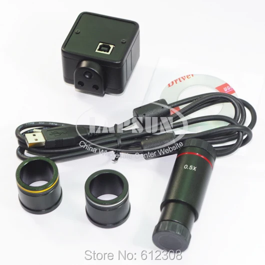 Lapsun 5MP USB mikroskop C-Mount raqamli okulyar kamera to'plami tizimi + 0,5 X Adapter 23 mm 30 mm 30,5 mm o'rni linzalari