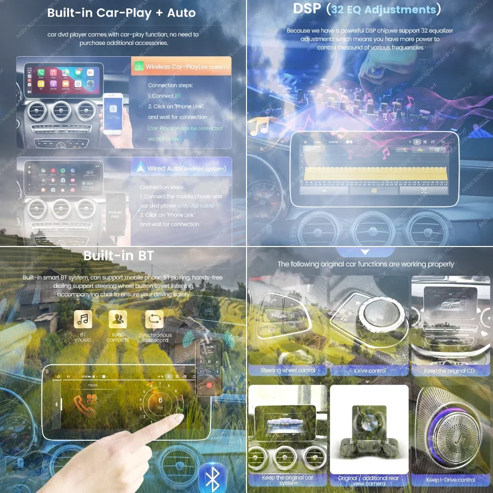 Android 13 hammasi bitta avtomobil Radio GPS navigatsiya Multimedia pleer Mercedes Benz E Coupe uchun V207 C207 A207 2009 - 2016 Carplay BT