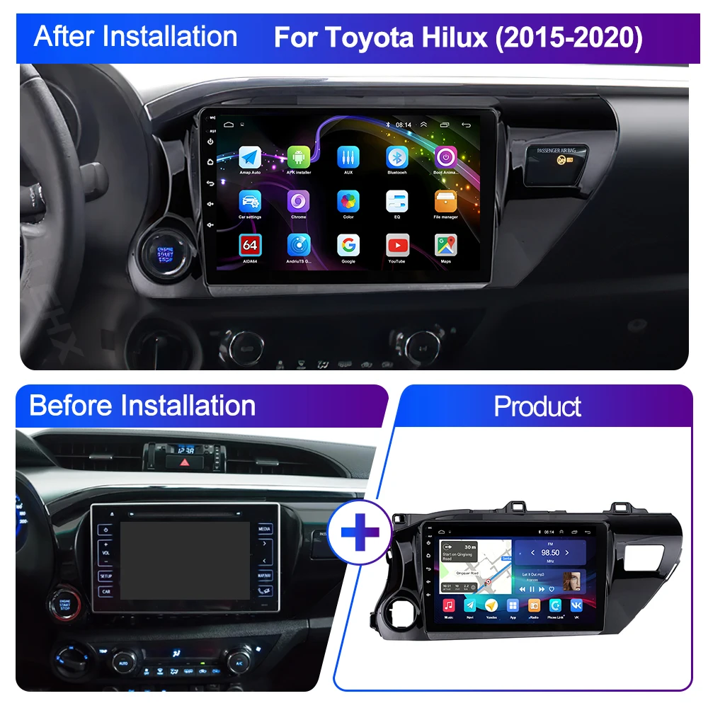 LEHX L6Pro 8core Qled 2 Din Android12 Avto avtomobil Radio Multimedia Toyota Hilux An120 Pick Up 2015-2020 2din Stereo Carplay GPS dvd